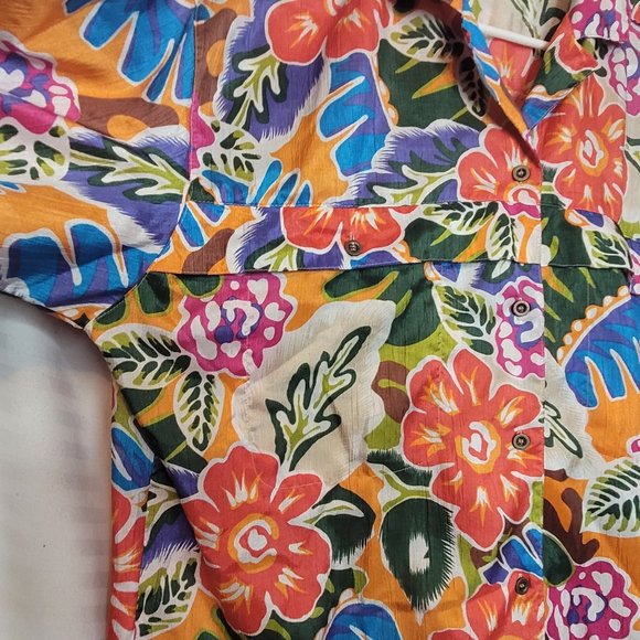 Polyester Floral Blouse Button Front Elastic Waist Leslie Fay Options Size 12 W - Picture 5 of 9